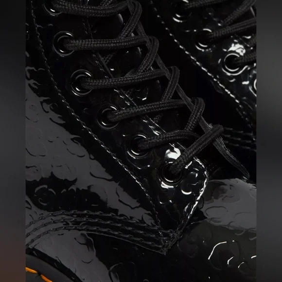 New Dr Martens 1460 LEOPARD EMBOSS PATENT LEATHER BOOTS Black Size 8 - Picture 5 of 9